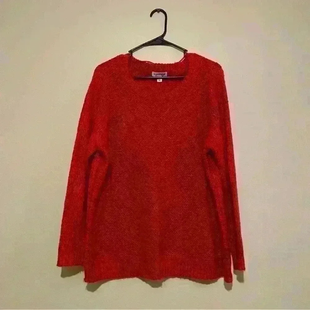 St. John's Bay Women's Size 1X Pullover Sweater  Red Long Sleeve Bright Threads